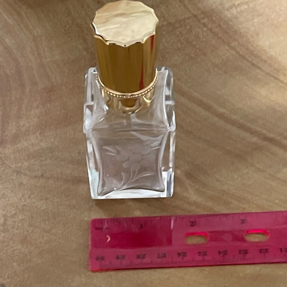 Like NEW Glass Perfume Bottle Floral Etched Design - Picture 7 of 10
